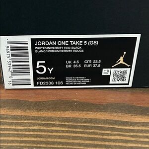Jordan One Take 5 (GS) Black/White with Gold Jumpman